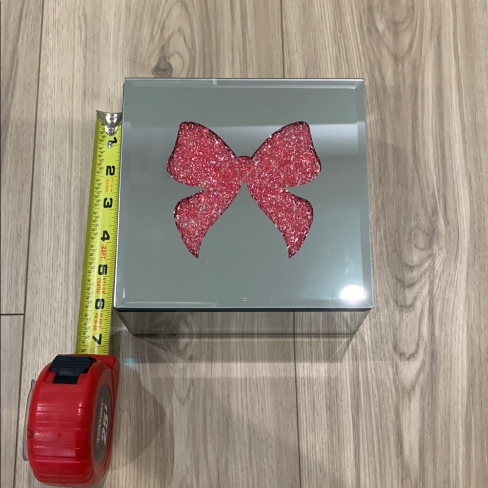 Mirror Box with Pink Glitter Bow